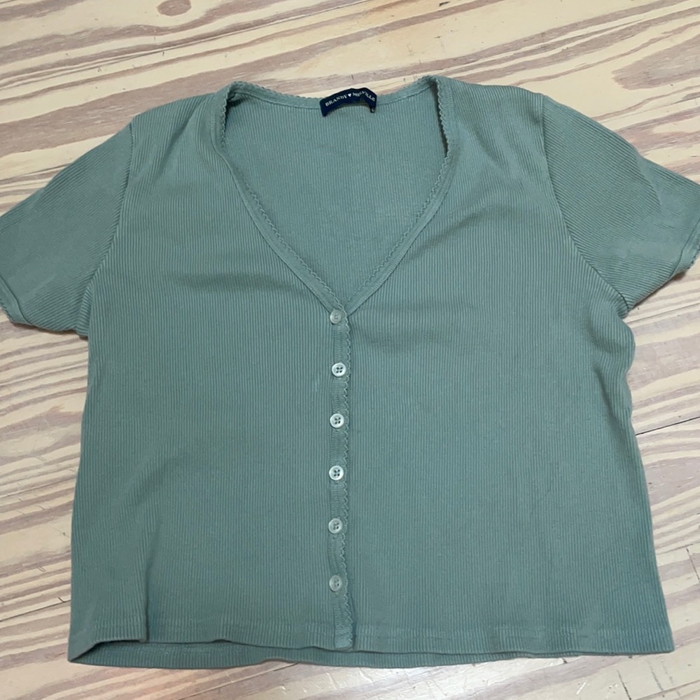 brandy melville sage green button down top